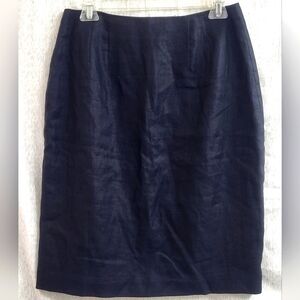 Lord & Taylor Black Linen Lined Above Knee Straight Pencil Skirt Size 8